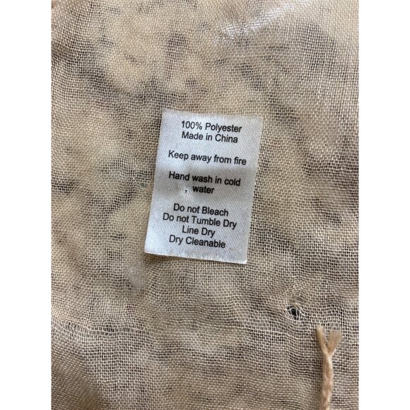 Womens Rectangle Scarf BeigeSheer Lightweight Fringe Boho - Picture 4 of 7